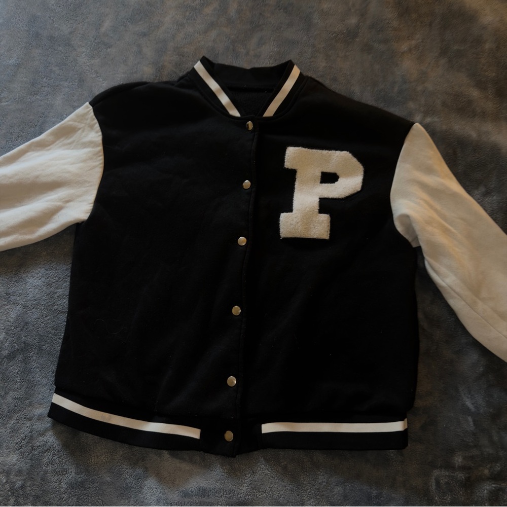 Black and White Unisex Varsity Jacket